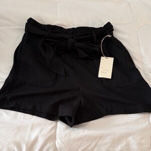 a new day Black High-Waist Tie-Front Shorts